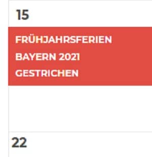 Die Frühjahrsferien Bayern 2021 fallen aus.